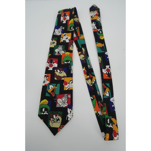 Looney Tunes Mania Other - 1998 Looney Tunes Characters Black Polyester Necktie Men's Fun Novelty